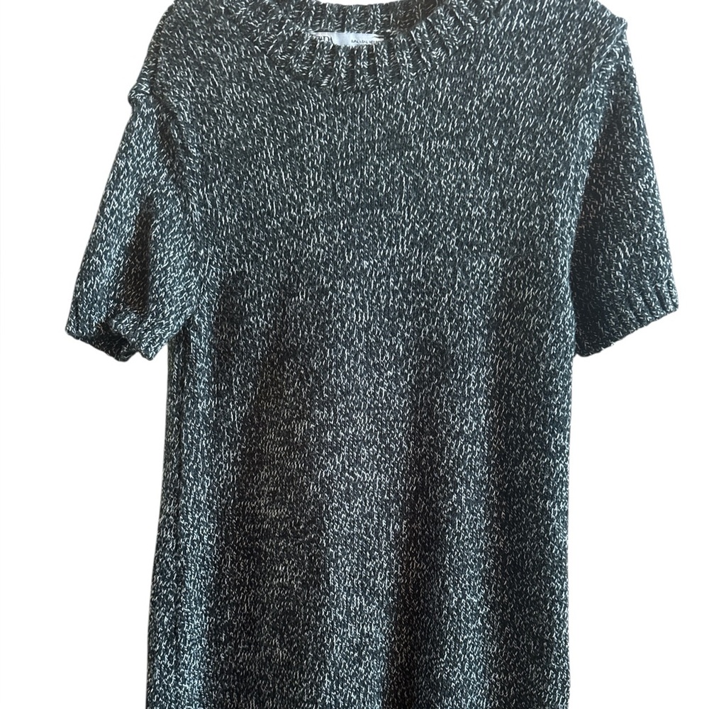 Zara Woman’s Size Small Monochrome Wool Blend Knit Shift Dress Short Sleeves